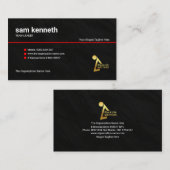 Minimalistische zwarte graniet-rode lijn visitekaartje (Voorkant / Achterkant)