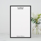 Minimalistische zwarte grens, geprogrammeerd perso briefpapier (Staand voorkant)