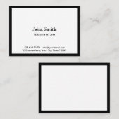 Minimalistische zwarte grensadvocaat visitekaartje (Voorkant / Achterkant)