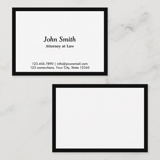 Minimalistische zwarte grensadvocaat visitekaartje (Voorkant / Achterkant)