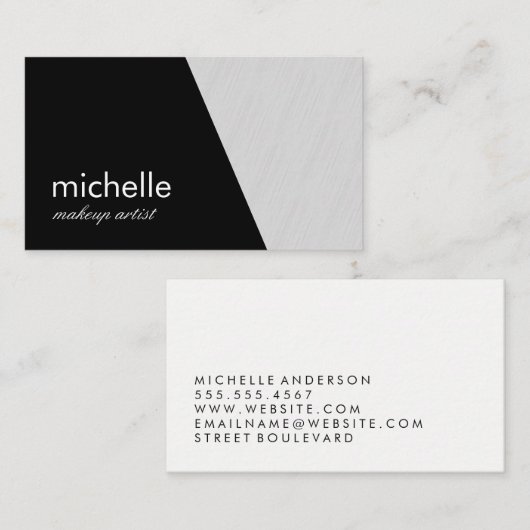 Minimalistische Zwarte Grijze Geometrische Vorm Visitekaartje (Voorkant / Achterkant)