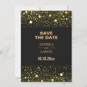 Minimalistische zwarte grijze gouden glitters stip save the date (Voorkant)