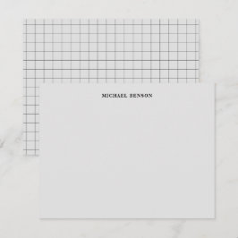 Minimalistische Zwarte Grijze Raster Monogram Prof Notitiekaartje
