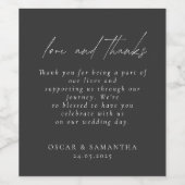 Minimalistische Zwarte Huwelijk Elegant Wijn Etiket (Enkel label)