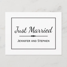 Minimalistische zwarte huwelijksaankondiging 'Just Aankondigingskaart