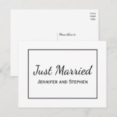 Minimalistische zwarte huwelijksaankondiging 'Just Aankondigingskaart (Voorkant / Achterkant)