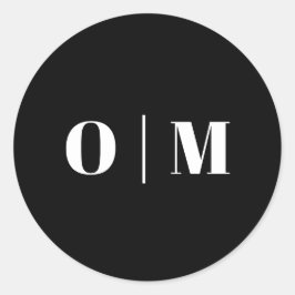 Minimalistische zwarte huwelijksinitialen. Modern Ronde Sticker