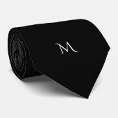 Minimalistische zwarte initialen stropdas (Opgerold)