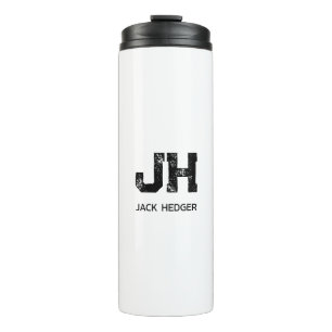 MINIMALISTISCHE ZWARTE INITIALEN VAN TWEE LETTERS THERMOSBEKER