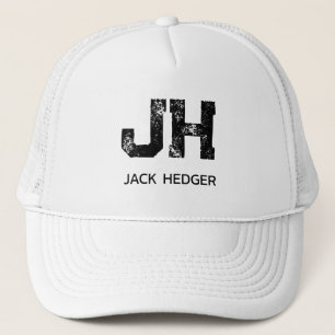 MINIMALISTISCHE ZWARTE INITIALEN VAN TWEE LETTERS TRUCKER PET