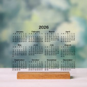 Minimalistische zwarte kalender 2026 acryl bord (Neutraal)