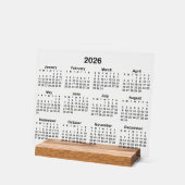 Minimalistische zwarte kalender 2026 acryl bord (Hoek)