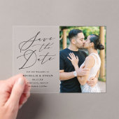 Minimalistische zwarte kalligrafie bruiloft Save t Acryl Uitnodigingen (Insitu (Draagbaar))