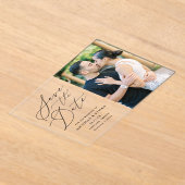 Minimalistische zwarte kalligrafie bruiloft Save t Acryl Uitnodigingen (Laagn)