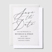 Minimalistische zwarte kalligrafie bruiloft Save t Vellum Uitnodigingen (Offset)