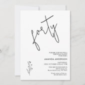 Minimalistische zwarte kalligrafie tekst 40e verja kaart (Voorkant)