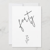 Minimalistische zwarte kalligrafie tekst 40e verja kaart (Achterkant)