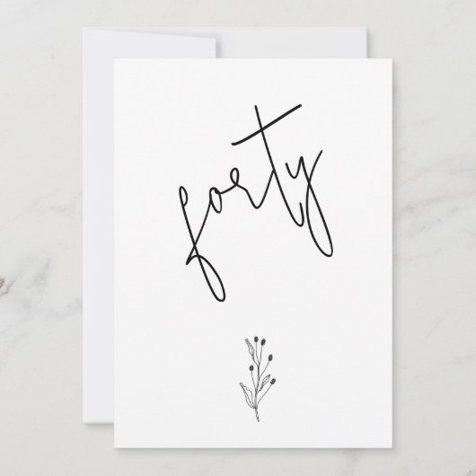 Minimalistische zwarte kalligrafie tekst 40e verja kaart (Achterkant)