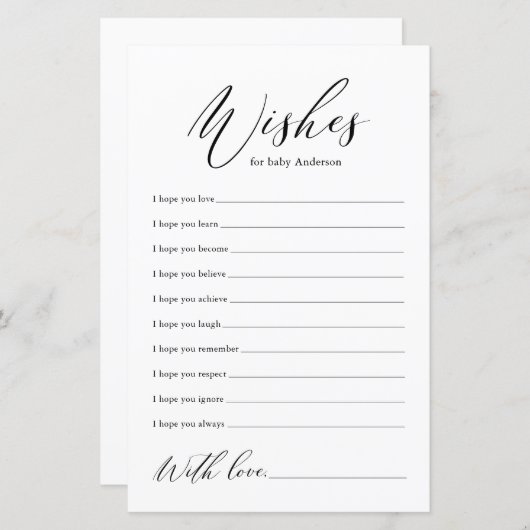 Minimalistische zwarte kalligrafie: wensen voor Ba (Voorkant / Achterkant)