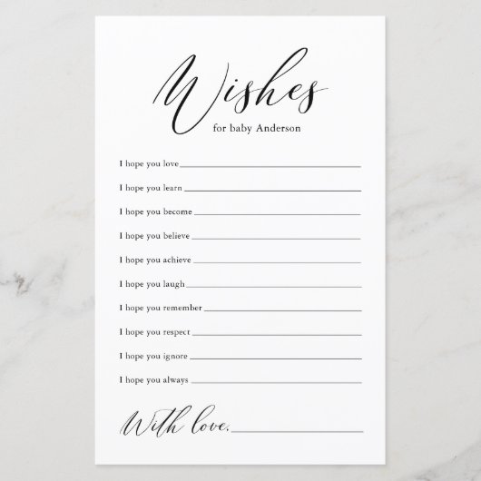 Minimalistische zwarte kalligrafie: wensen voor Ba (Voorkant)