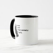 Minimalistische Zwarte Kat Angst Grappige Introver Mok (Voorkant links)
