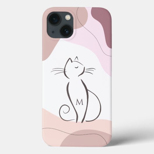 Minimalistische Zwarte Kat Boho Organische Vormen  Case-Mate iPhone Case (Achterkant)