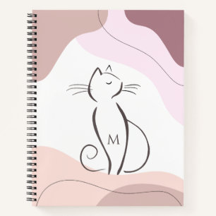 Minimalistische Zwarte Kat Boho Organische Vormen Notitieboek