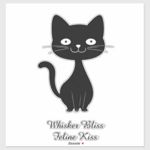 Minimalistische Zwarte Kat Cartoon Grappige Kat Il Sticker
