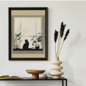 Minimalistische Zwarte Kat Esthetisch Neutraal Poster