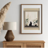 Minimalistische Zwarte Kat Esthetisch Neutraal Poster