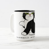 "Minimalistische zwarte kat lijnkunst mok (Voorkant links)