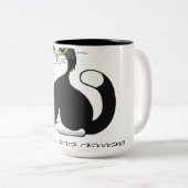 "Minimalistische zwarte kat lijnkunst mok (Voorkant rechts)