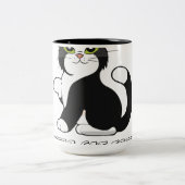 "Minimalistische zwarte kat lijnkunst mok (Center)