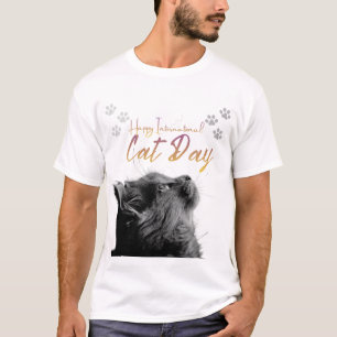 Minimalistische Zwarte Kat T-shirt – Donkere Gotis