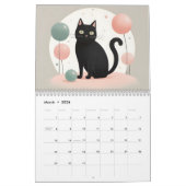 Minimalistische zwarte katten 2025 Kalender 12 maa (Mar 2026)
