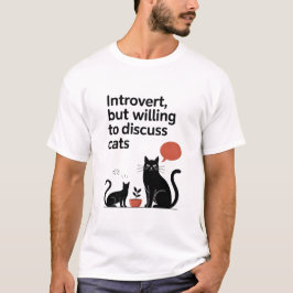 Minimalistische zwarte katten introvert grappig ci t-shirt