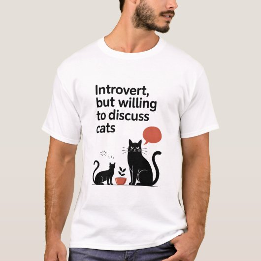 Minimalistische zwarte katten introvert grappig ci t-shirt (Voorkant)