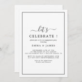 Minimalistische zwarte "Laten we het vieren" uitno Kaart (Voorkant / Achterkant)