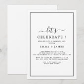 Minimalistische zwarte "Let's Celebrate" Uitnodigi Kaart (Voorkant / Achterkant)