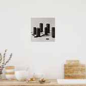 Minimalistische zwarte lijnkaarsen met kleine vlam poster (Keuken)