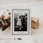 Minimalistische Zwarte Lijst Foto Sla de datumkaar Bedankkaart