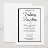 Minimalistische Zwarte Lijst Huwelijksreceptie  Kaart (Voorkant / Achterkant)