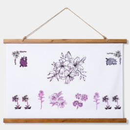 Minimalistische Zwarte Lily Botanische Lijn Kunst Hangend Wandkleed