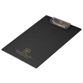 Minimalistische zwarte linnen textuur gouden typog klembord