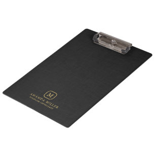 Minimalistische zwarte linnen textuur gouden typog klembord