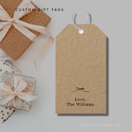 Minimalistische zwarte lint aangepaste cadeautags cadeaulabel