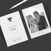 Minimalistische zwarte lintboog foto bruiloft save the date