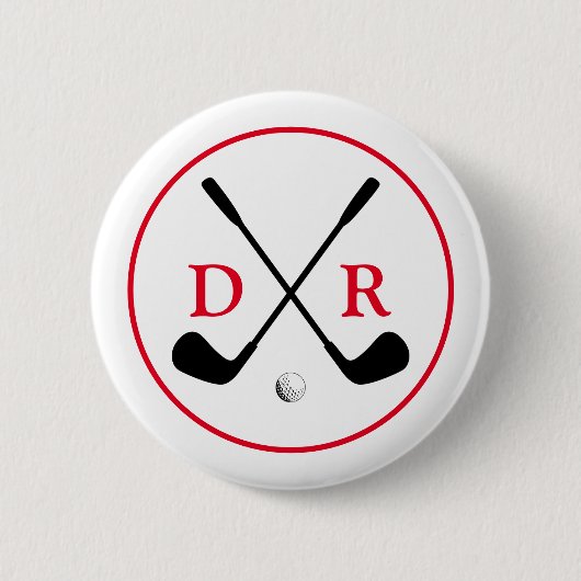 Minimalistische zwarte Logo en Monogram Golfspeler Ronde Button 5,7 Cm (Voorkant)