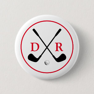 Minimalistische zwarte Logo en Monogram Golfspeler Ronde Button 5,7 Cm