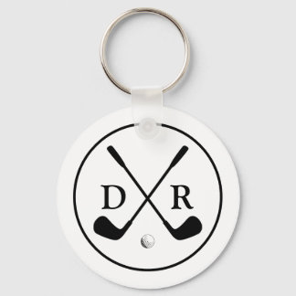 Minimalistische zwarte Logo en Monogram Golfspeler Sleutelhanger